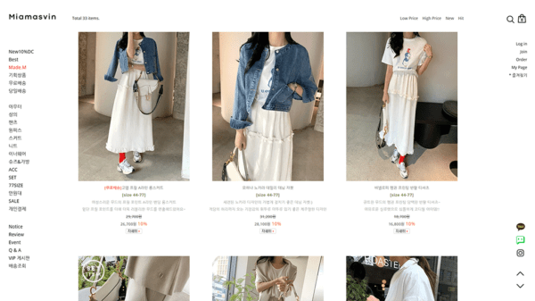 Miamasvin.co.kr: Chuyên hàng thời trang nữ tại Hàn Quốc
